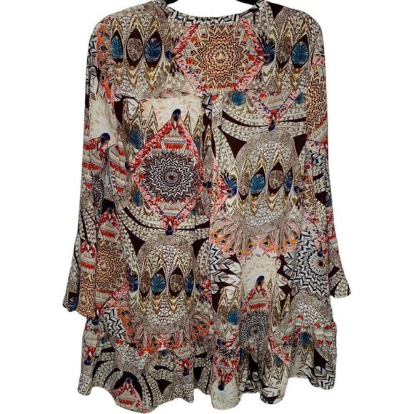 Umgee Tunic Dress Women's Size Small Aztec Dreamcatcher Peasant Boho A2673 - Picture 3 of 7